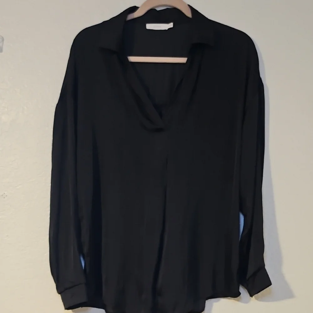 Lush Black Satin Blouse - Picture 2 of 5